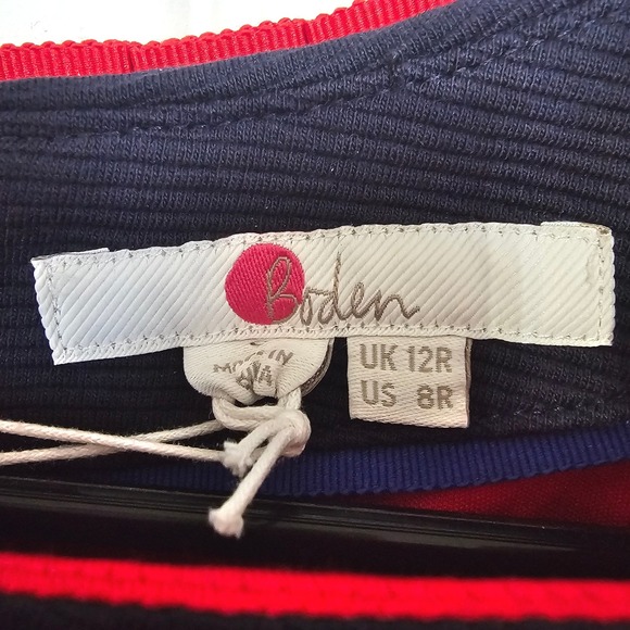 Boden NWT Polperro Ottoman Dress Navy Blue Red Sheath Pencil  8 Office Preppy - Picture 2 of 13